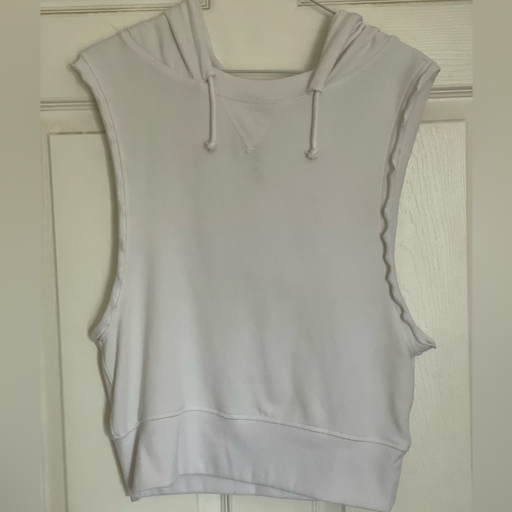 White Free People Movement Small Hooded Tank